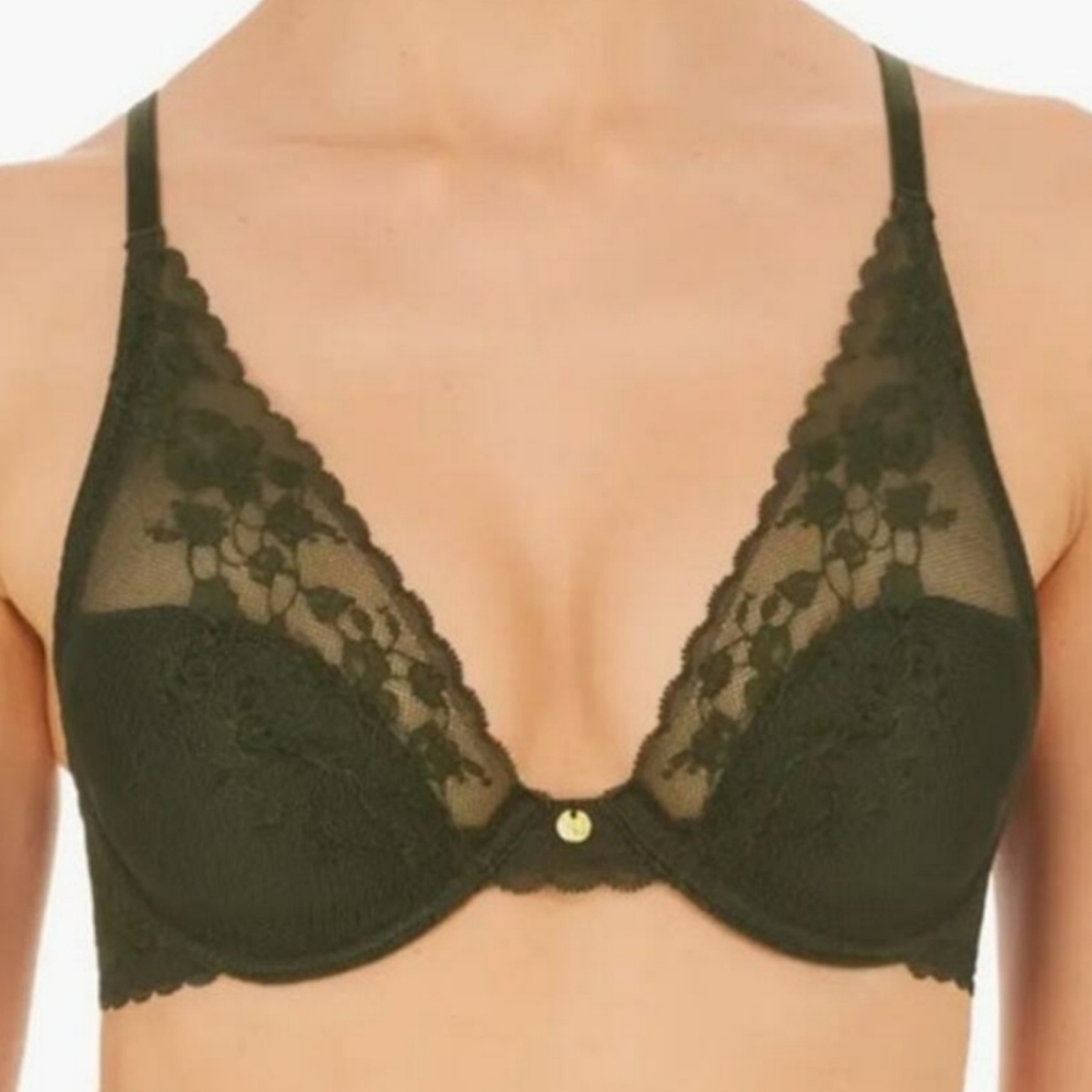 Natori Olive Green Lace Plunge Underwire Bra - Picture 5 of 5